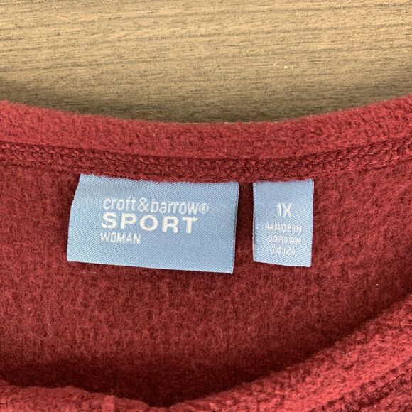 Croft & Barrow Sports Womens Fleece Cardigan Sweater Plus Sz 1X Snowman Mahogany - Picture 7 of 9